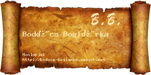Bodócs Boglárka névjegykártya